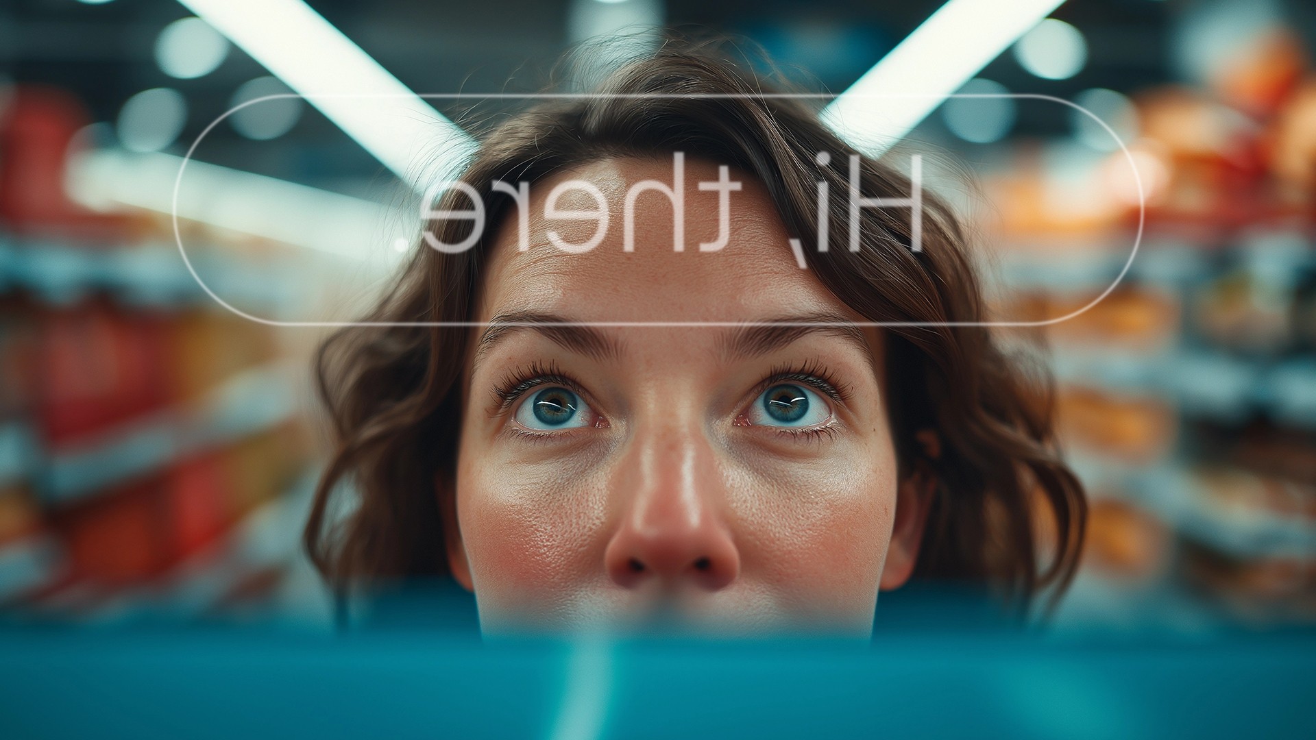 Staring at grocery shelf